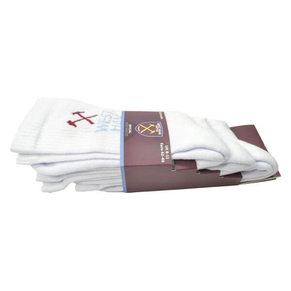 West Ham United FC Adult Sports Socks (Pack of 3) (8-11)