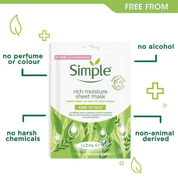 Simple Rich Moisture Sheet Mask 1 Pack GOODS Superdrug   