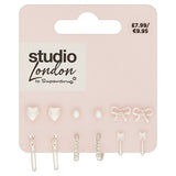 Superdrug Studio London Silver Tone Earring 6 Pack GOODS Superdrug   