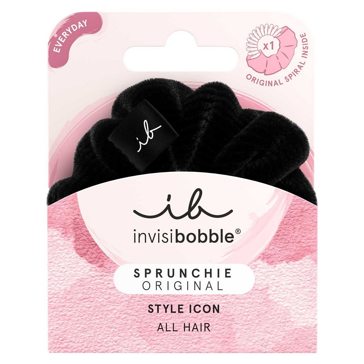 invisibobble SPRUNCHIE Black, Scrunchie with Spiral Hair Tie