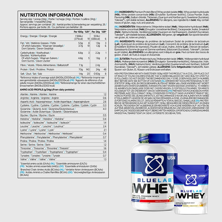 USN Blue Lab Whey Premium Protein Powder Strawberry 2kg