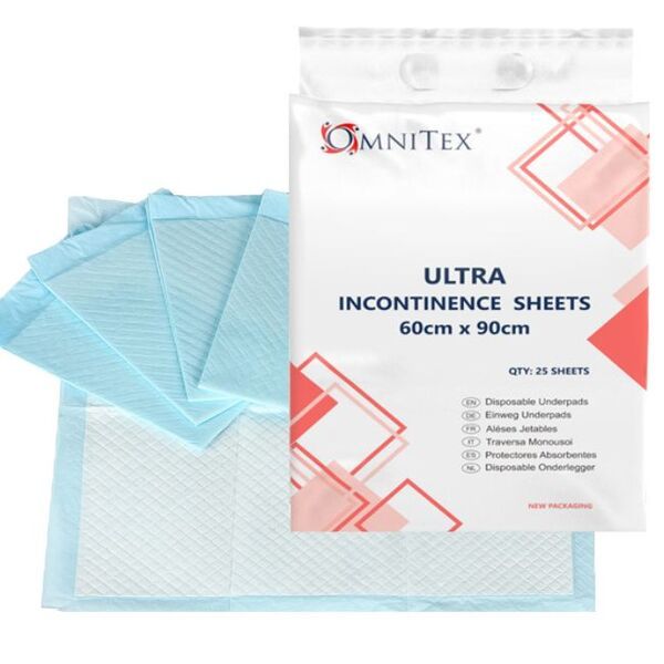 Omnitex 60x90cm Disposable Incontinence Bed Pads 2000ml 25x