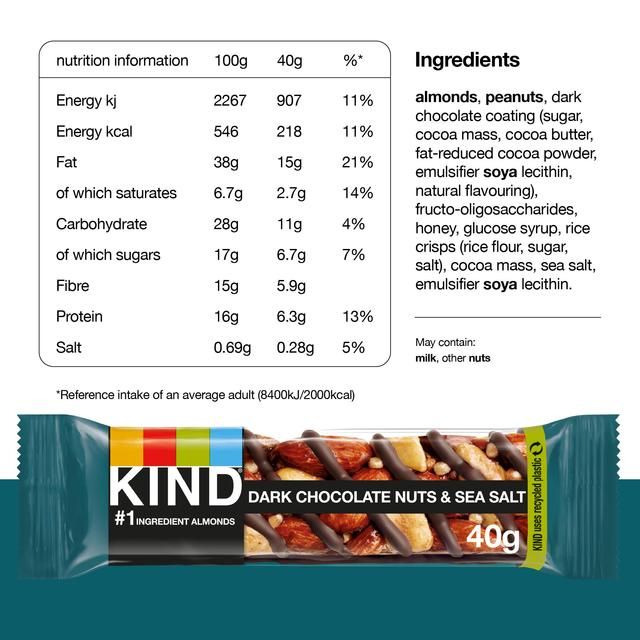 KIND Dark Chocolate Nuts &amp; Sea Salt Snack Bars Multipack   12 x 40g