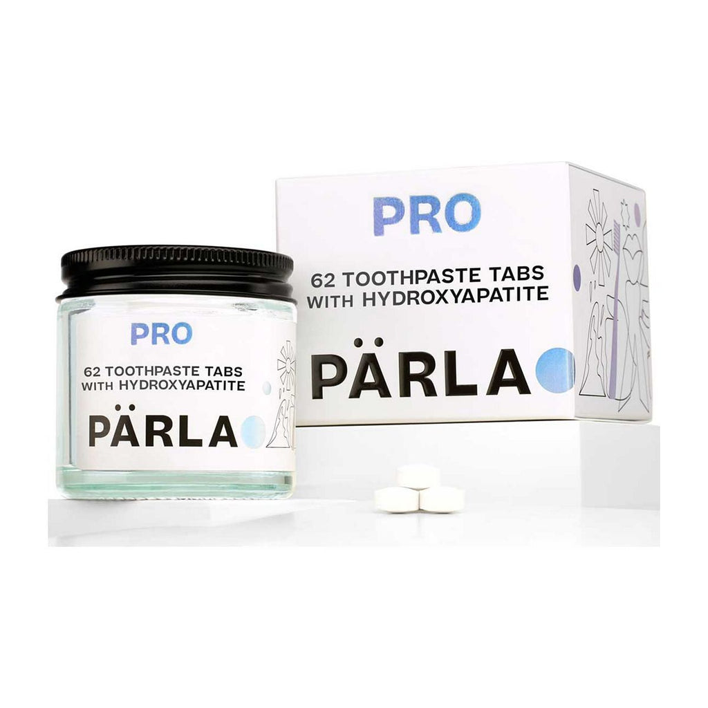 PÄRLA PRO High Gloss Whitening Sensitive Toothpaste Tabs for Remineralisation with Vitamin B12 - 62 Tabs