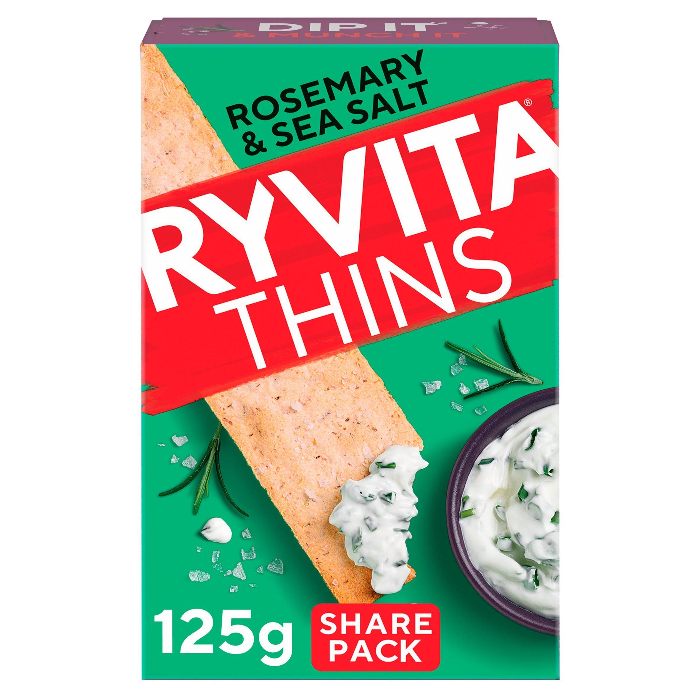 Ryvita Thins Rosemary & Sea Salt Flatbread Crackers 125g GOODS ASDA   