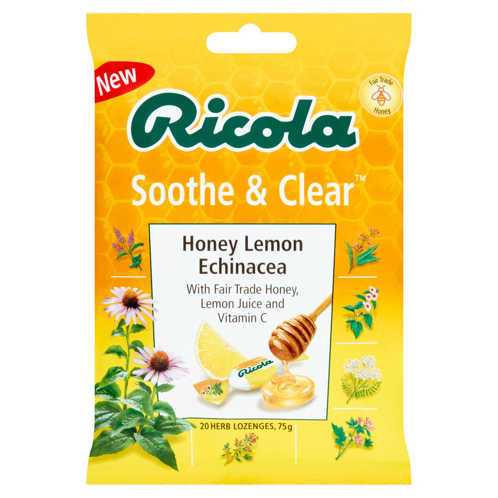 Ricola Soothe & Clear Honey Lemon Echinacea 20 Herb Lozenges 75g