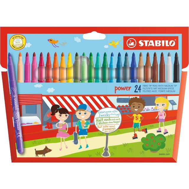 STABILO Power colouring pens wallet of 24 assorted colours   24 per pack