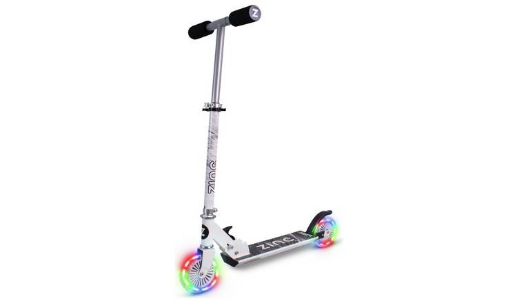 Zinc Twister Light Up Foldable 2 Wheel Scooter - White