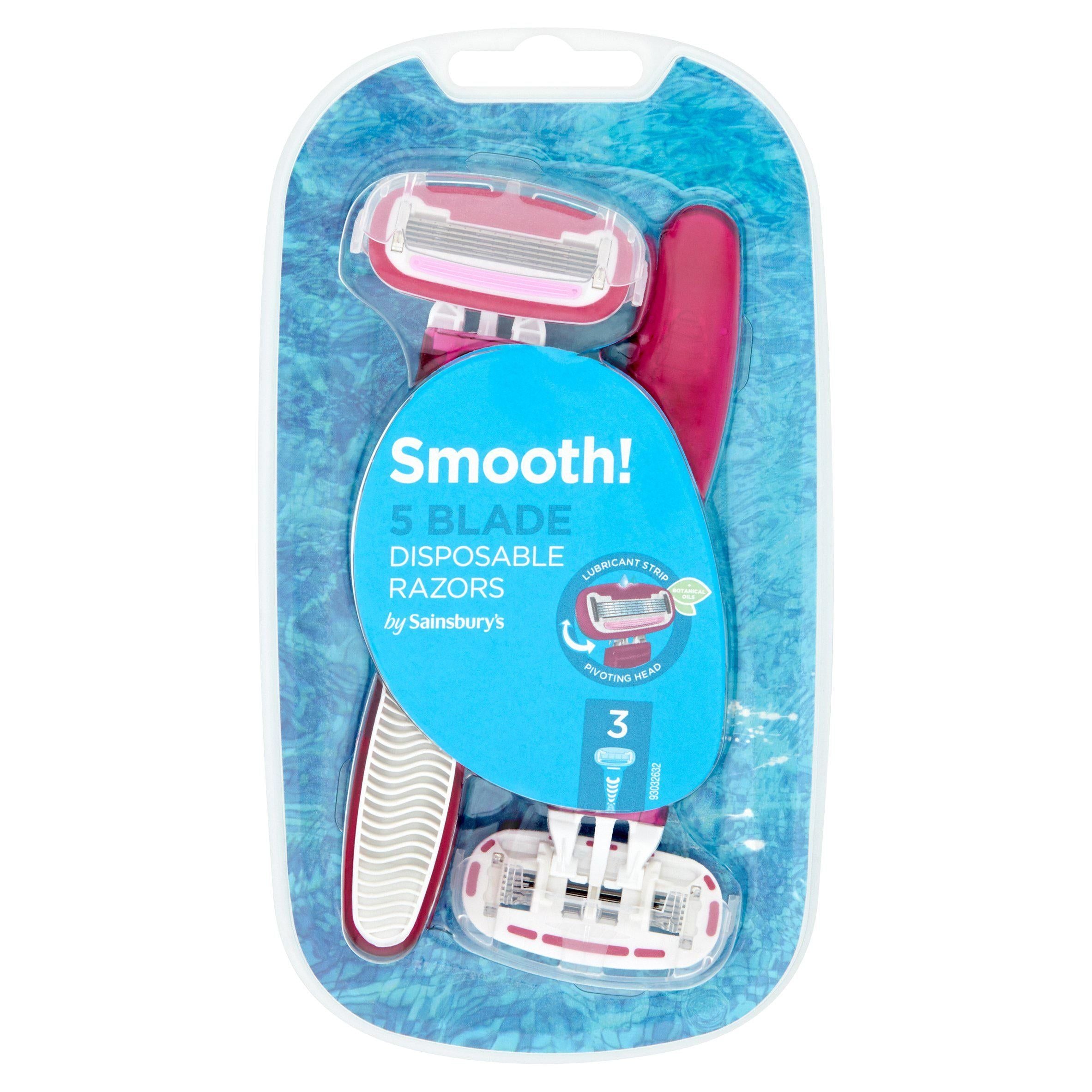 Sainsbury's Five Blade Female Disposable Razors x3 women's shaving Sainsburys   