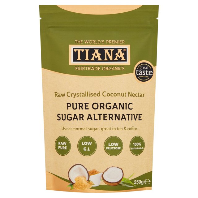 TIANA Fairtrade Organic Crystallised Raw Coconut Nectar Sugar Alternative    250g