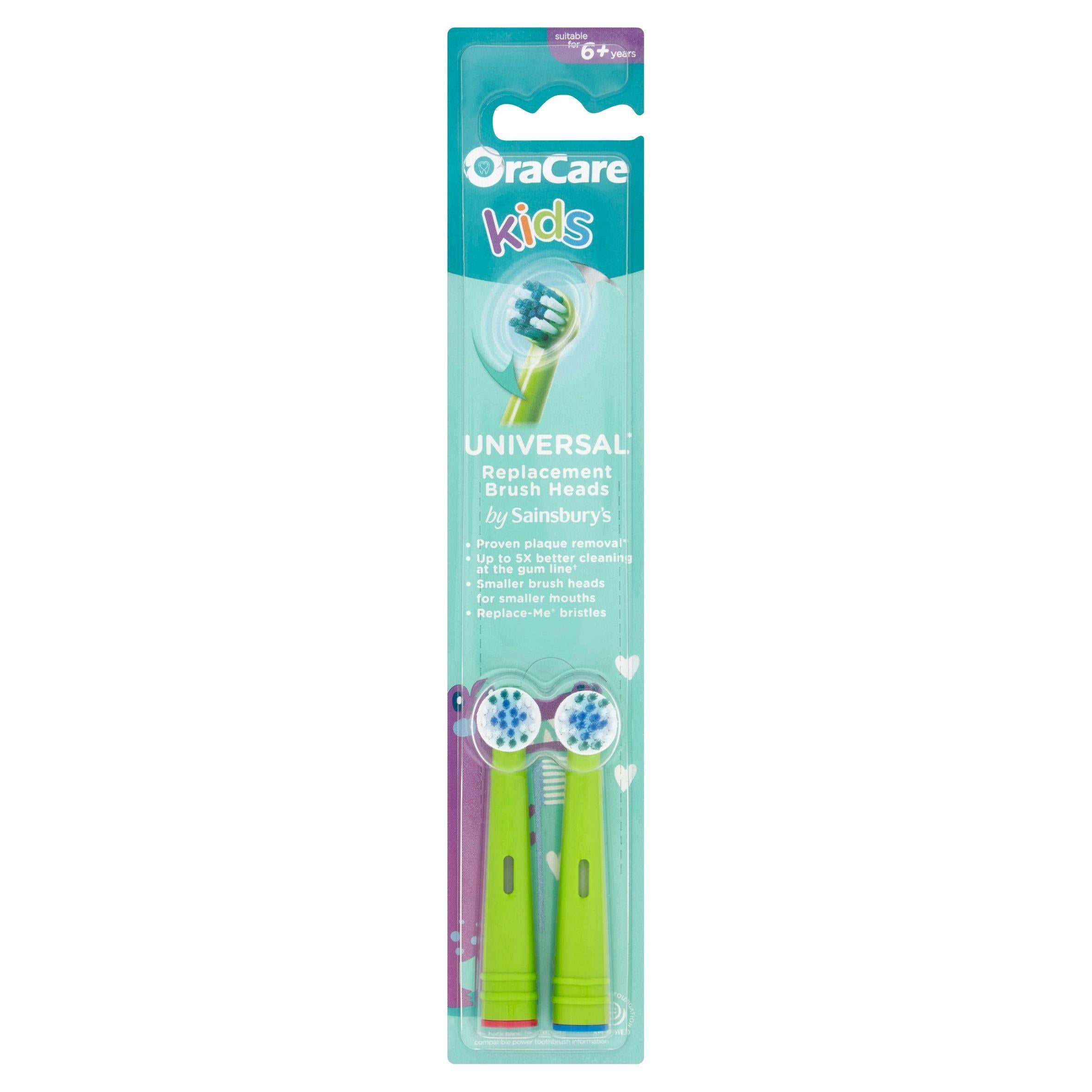 OraCare+ Kids Universal Replacement Brush Heads x2 Age 3-5 Sainsburys   