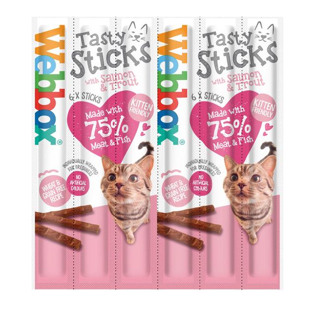 Webbox Tasty Sticks with Salmon & Trout Semi-Moist Cat Treats   30g