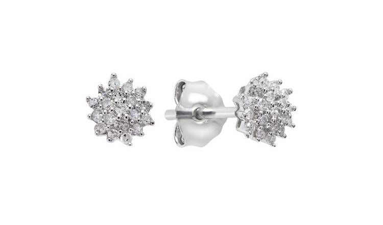 Revere Sterling Silver 0.10ct tw Diamond Cluster Earrings GOODS Argos