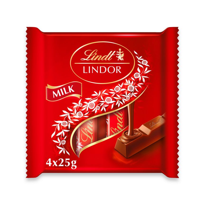 Lindt Lindor Milk Chocolate Bars Multipack 4 x 25g