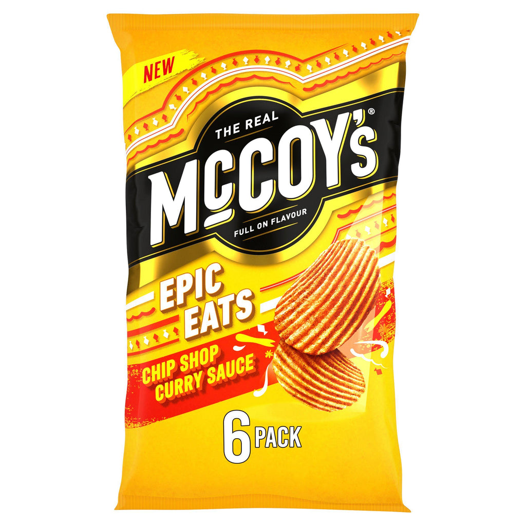 McCoy's Curry Sauce Flavour Ridge Cut Potato Crisps x6 25g