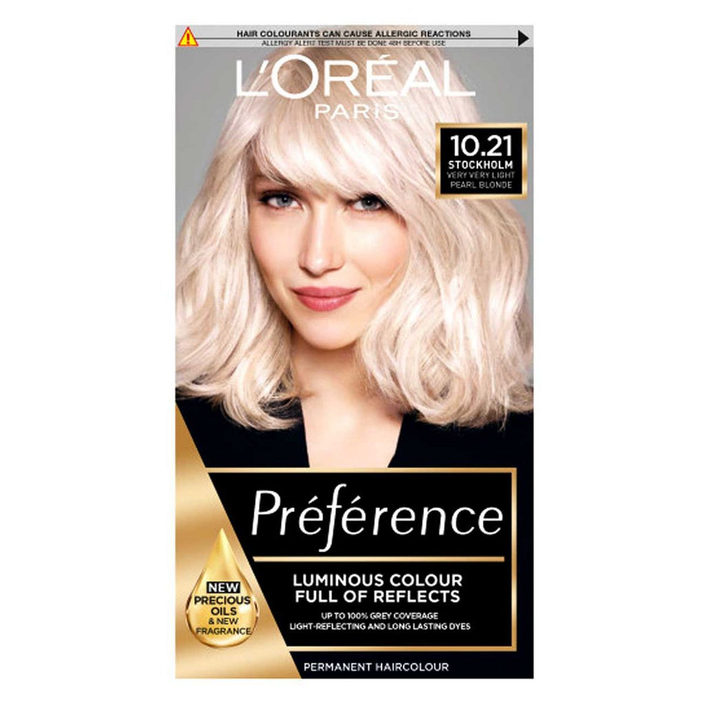 L’Oréal Paris Preference Permanent Hair Dye, Luminous Colour, Very Very Light Pearl Blonde 10.21