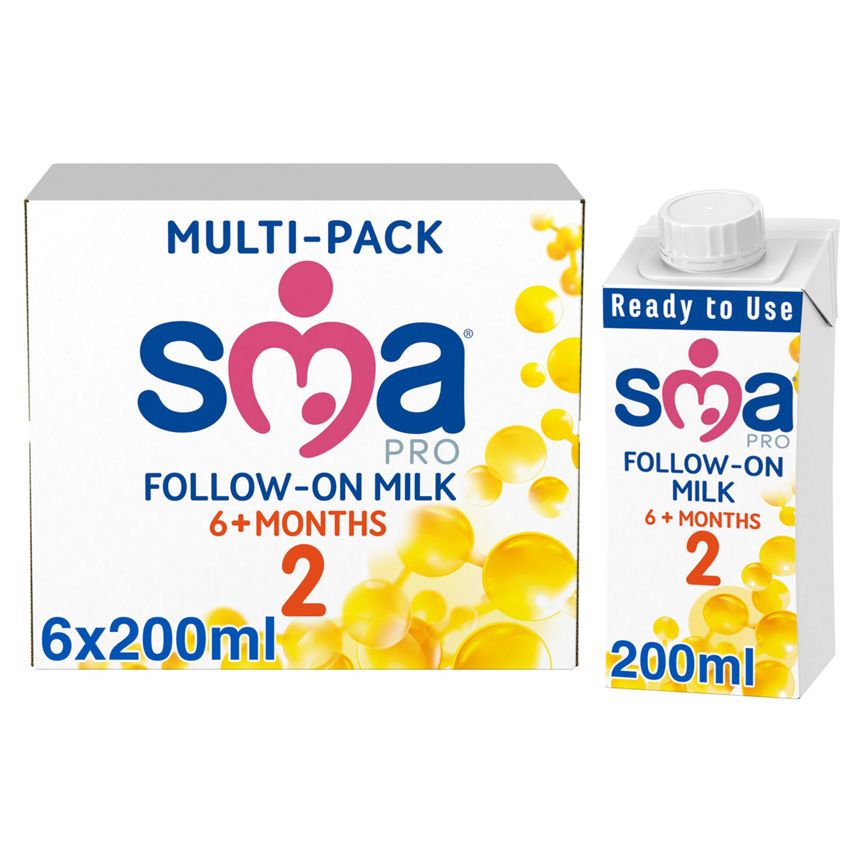 SMA PRO Follow-on Milk 6 mth+ Ready to Feed Multipack 6 x 200 ml GOODS ASDA   