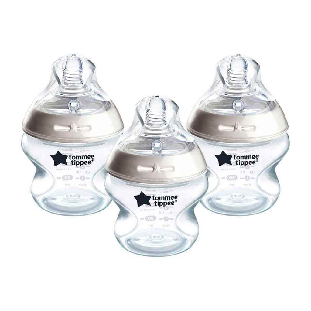 Tommee Tippee Natural Start Anti-Colic Baby Bottle, Slow Flow Breast-Like Teat, Anti-Colic Valve, Self-Sterilising, Pack of 3