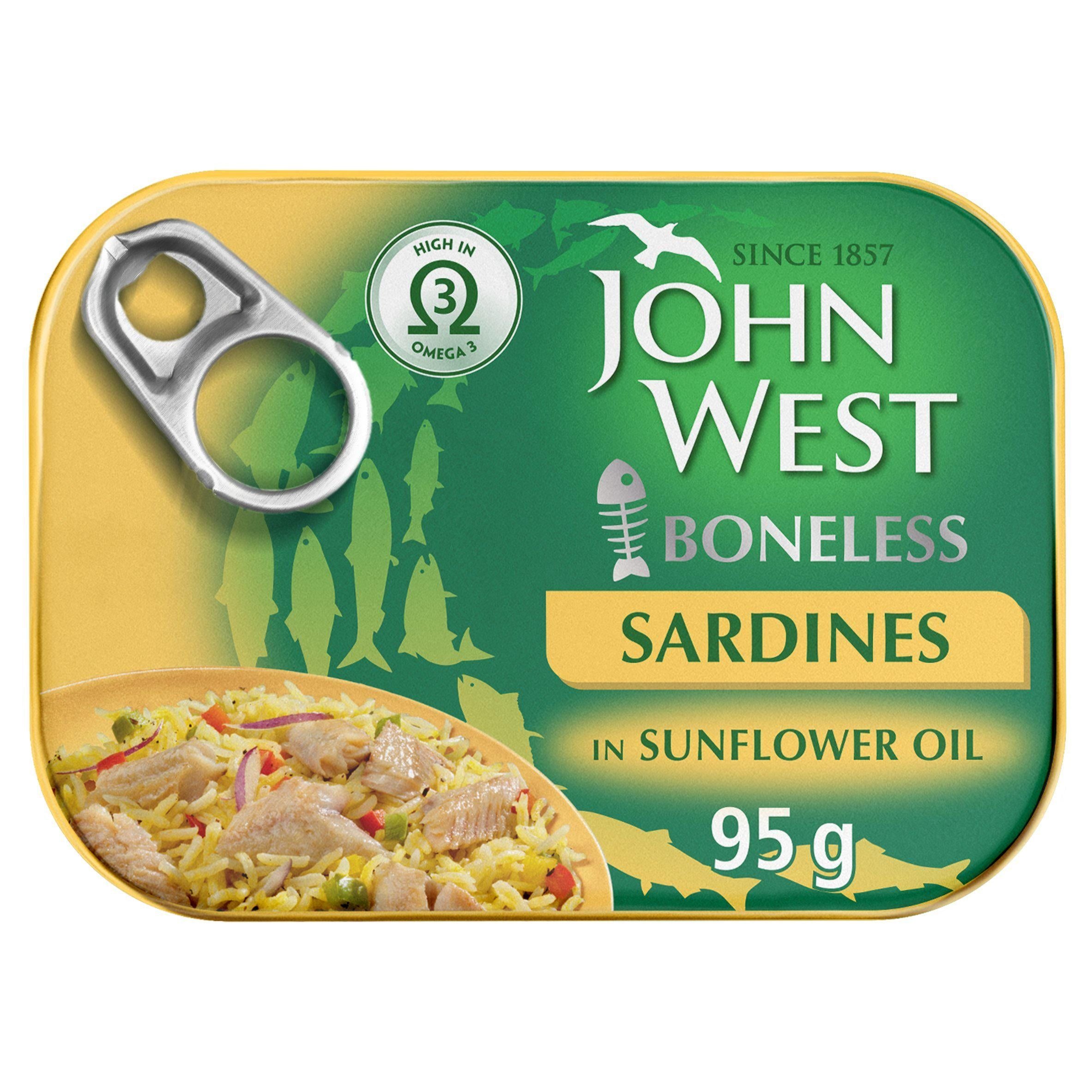 John West Sardines in Sunflower Oil, Boneless 95g (67g*)