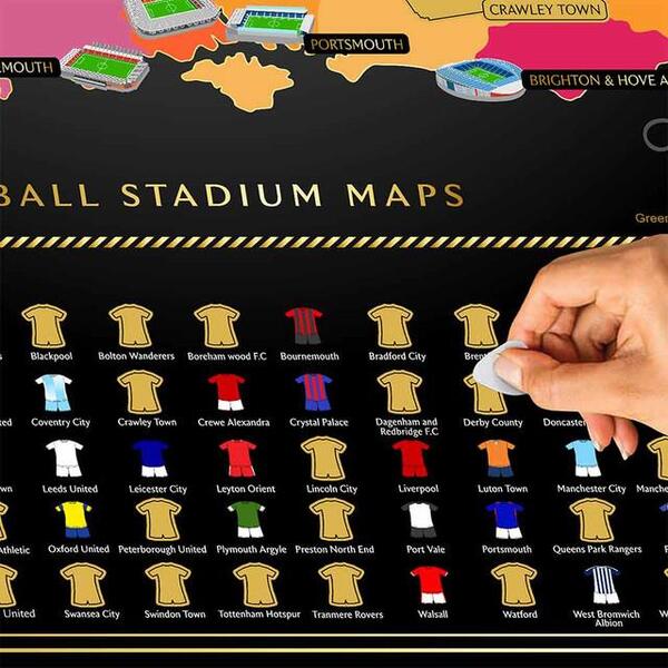 UK Football Stadium Scratch Map