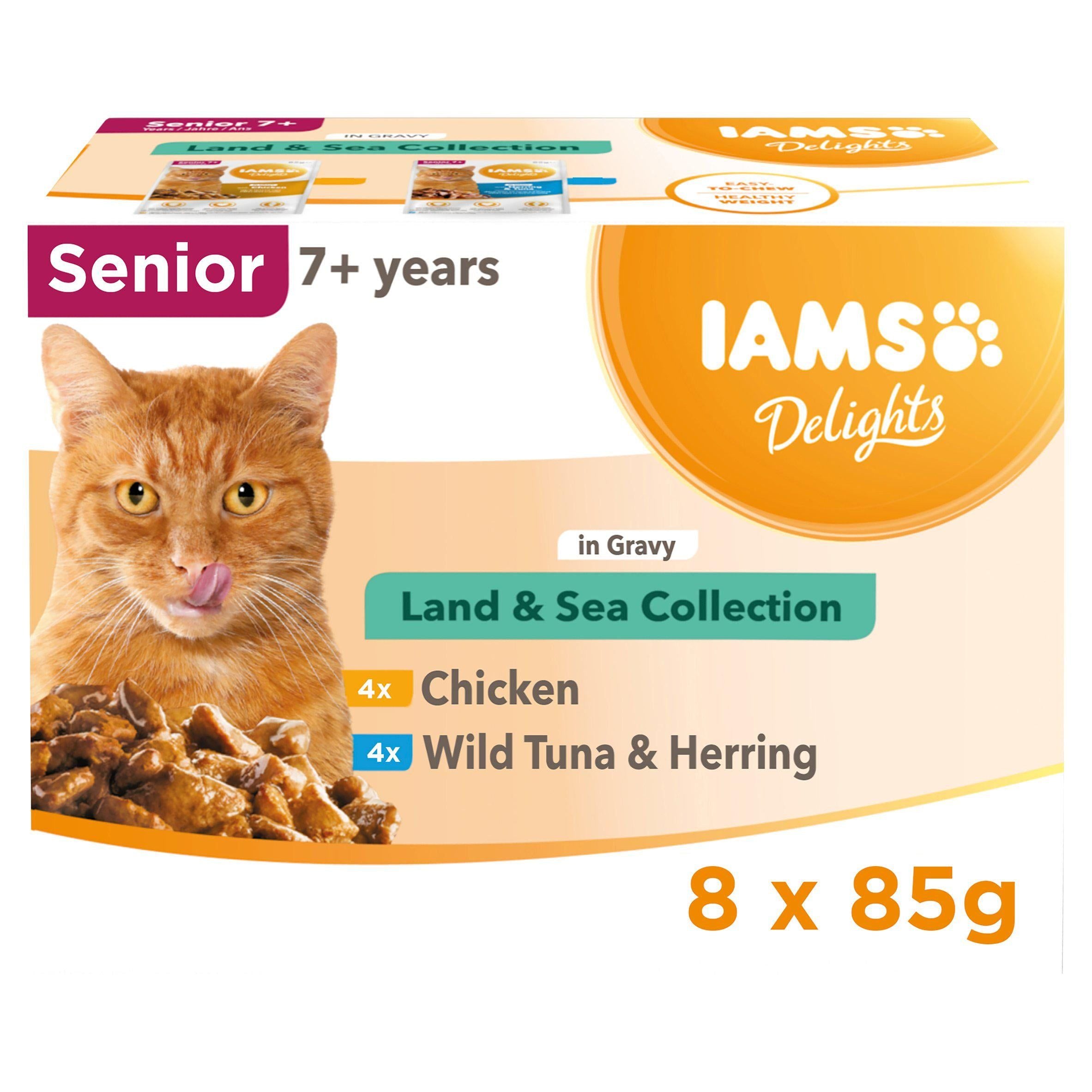 IAMS Delights Land &amp; Sea Collection In Gravy Senior 7+ Years 8x85g