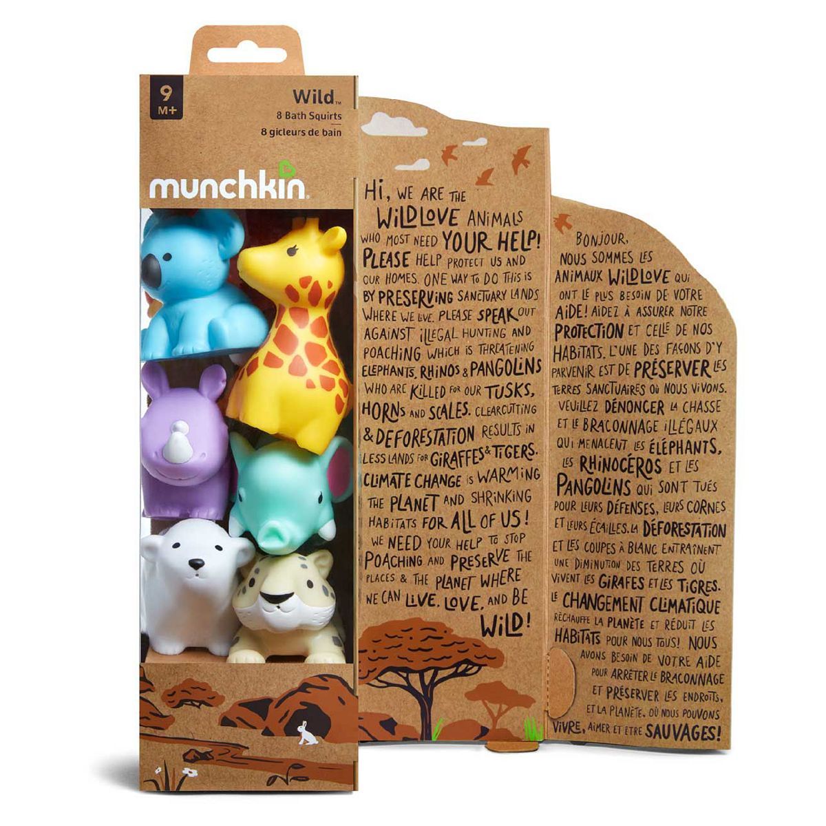 Munchkin Wild Animal Baby Bath Toy Squirts 8 Pack GOODS Boots   