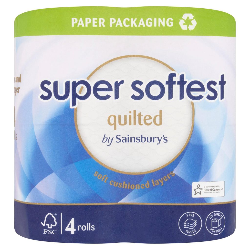 Sainsbury's Super Soft Toilet Tissue, Quilted x4 Rolls