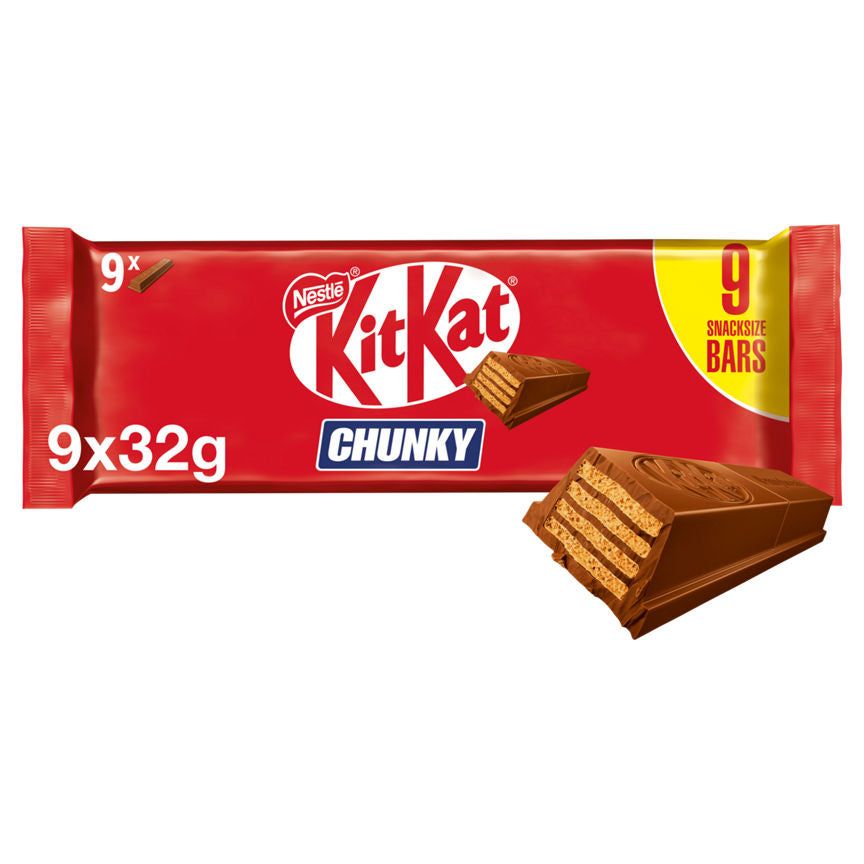 Kit Kat Chunky Milk Chocolate Bar Multipack 32g 9 Pack GOODS ASDA   