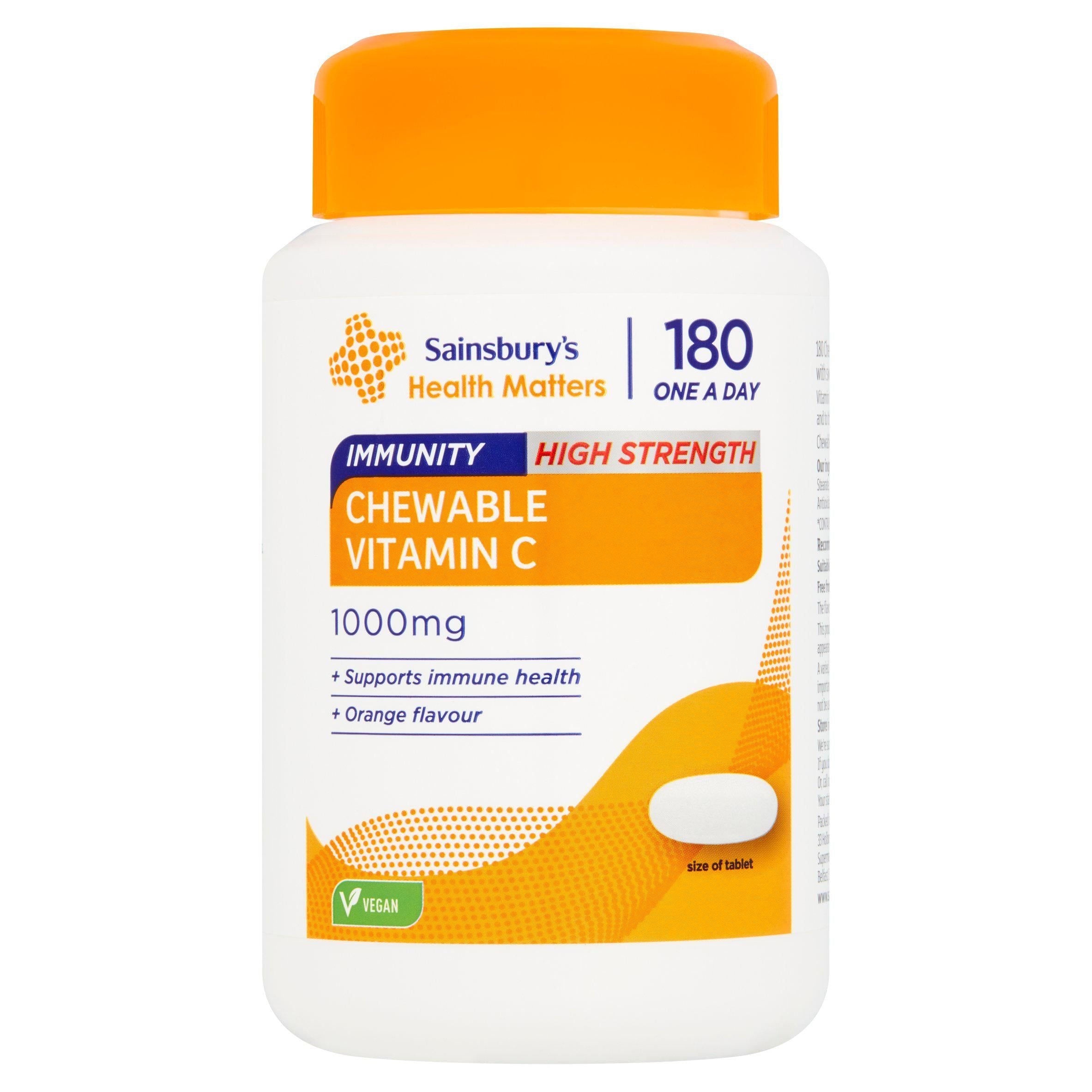 Sainsbury's Health Matters Immunity Chewable Vitamin C One a Day Tablet x180 1000mg GOODS Sainsburys   