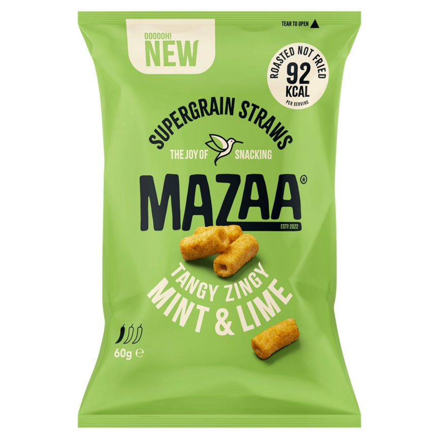 Mazaa Supergrain Straws Tangy Zingy Mint & Lime 60g