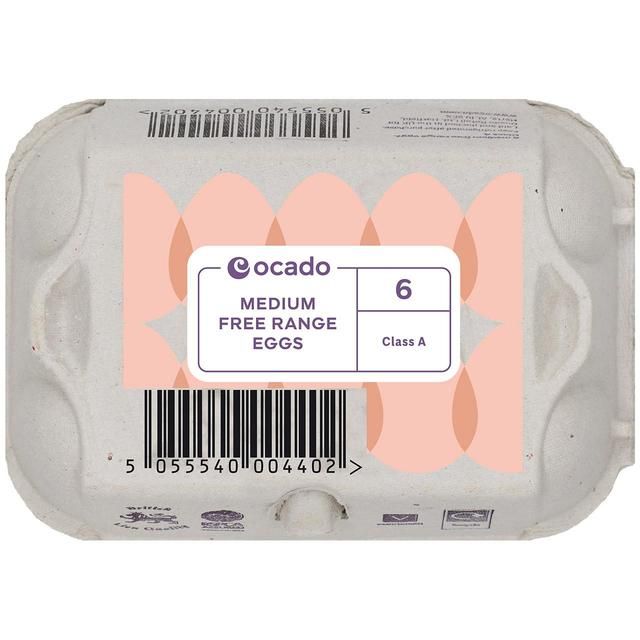 Ocado Medium Free Range Eggs   6 per pack