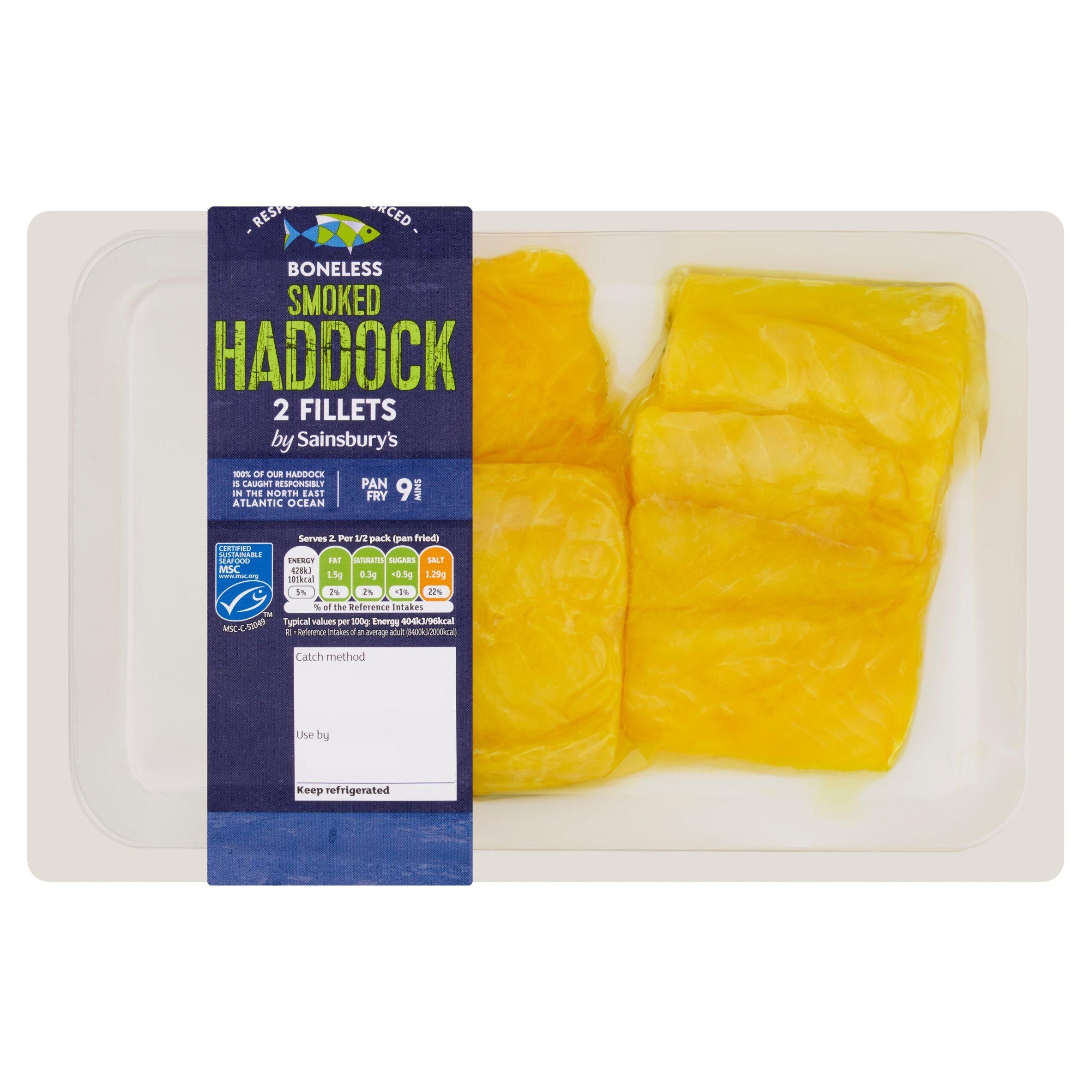 Sainsbury's Skin on & Boneless Smoked MSC Haddock Fillets 240g GOODS Sainsburys   