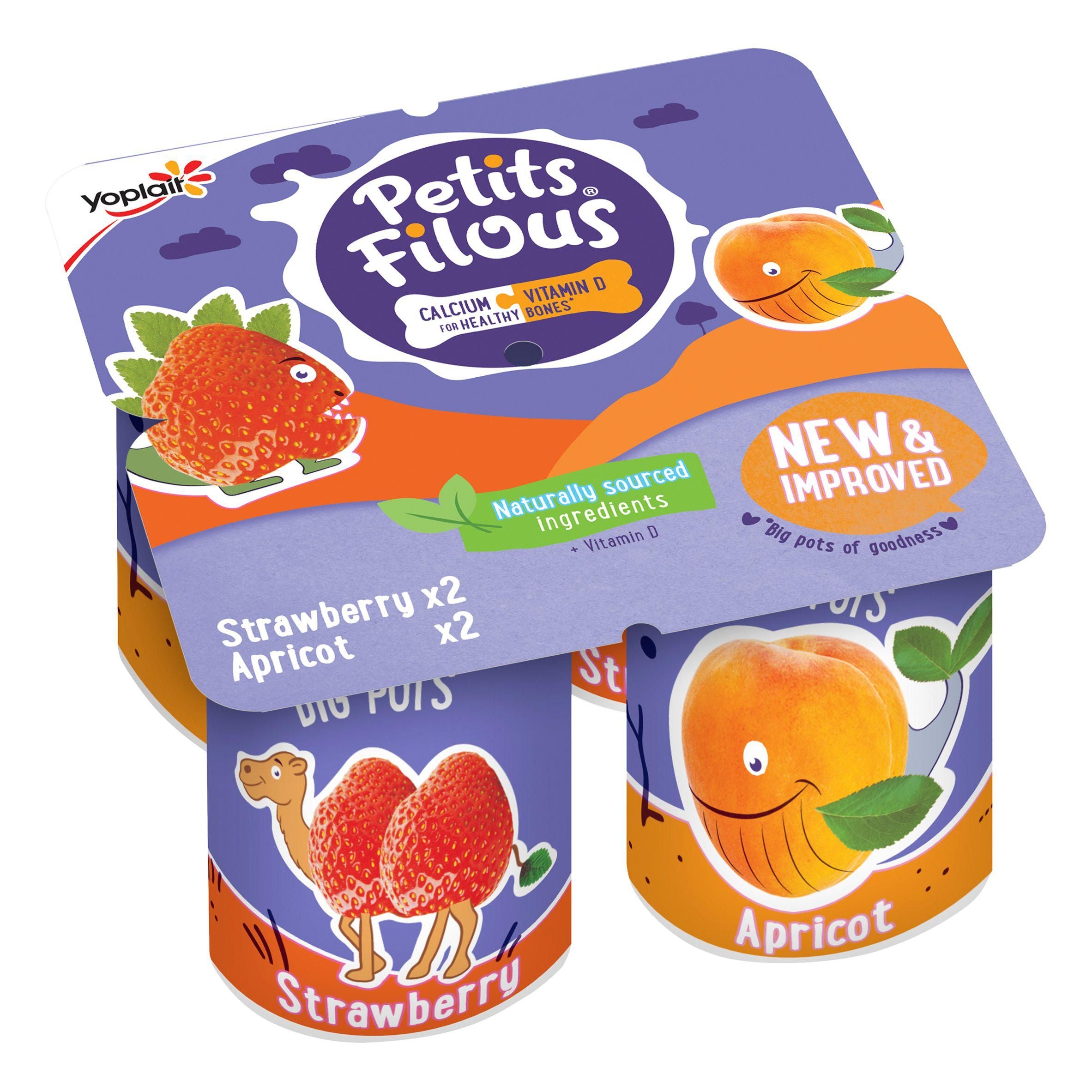 Petits Filous Kids Strawberry & Apricot Yoghurt 4x85g GOODS Sainsburys   