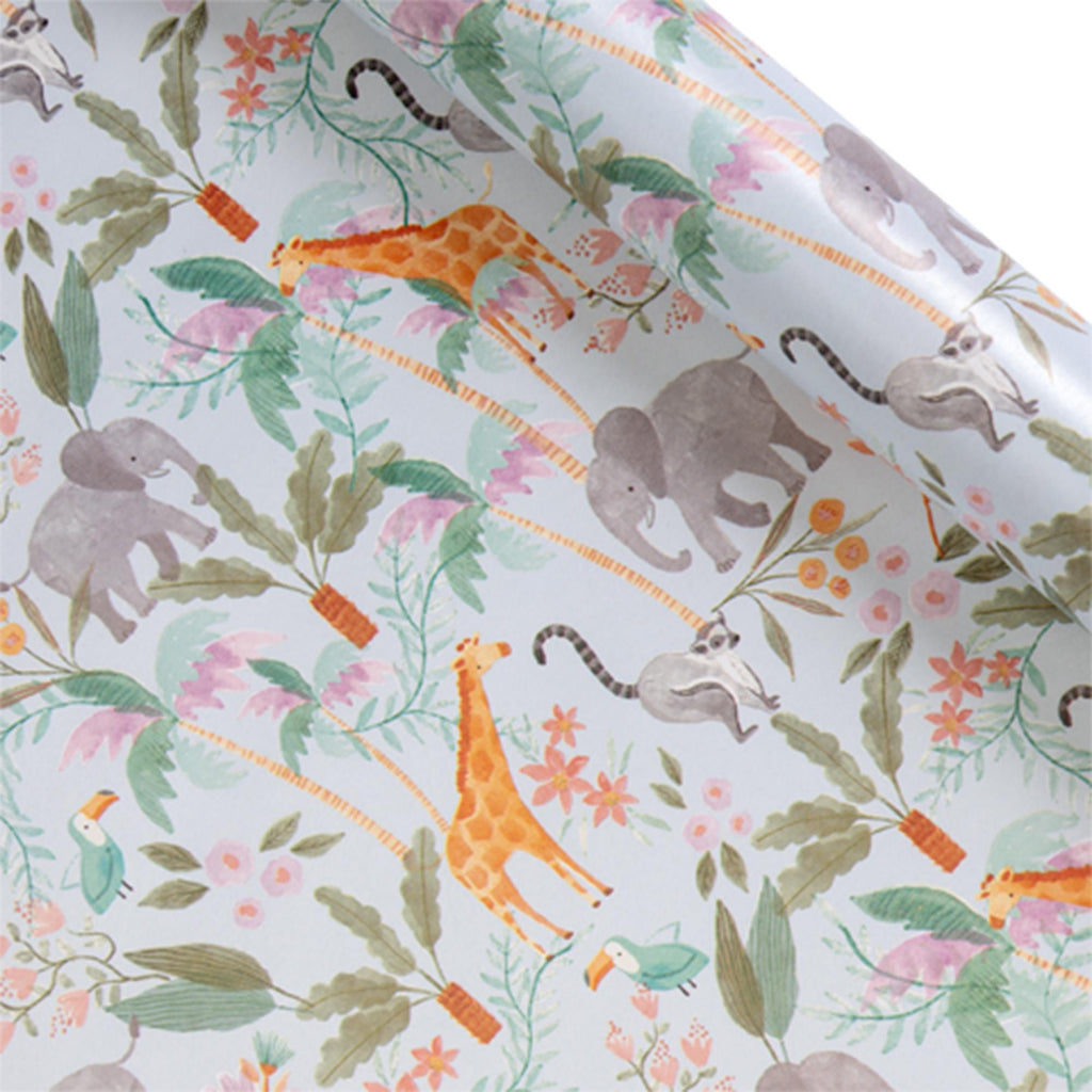 Sainsbury's Jungle Animal Baby Birthday Gift Wrap Wrapping Paper 2m