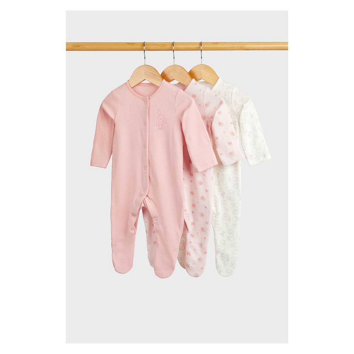 Mothercare Floral Bunny Baby Sleepsuits - 3 Pack GOODS Boots   