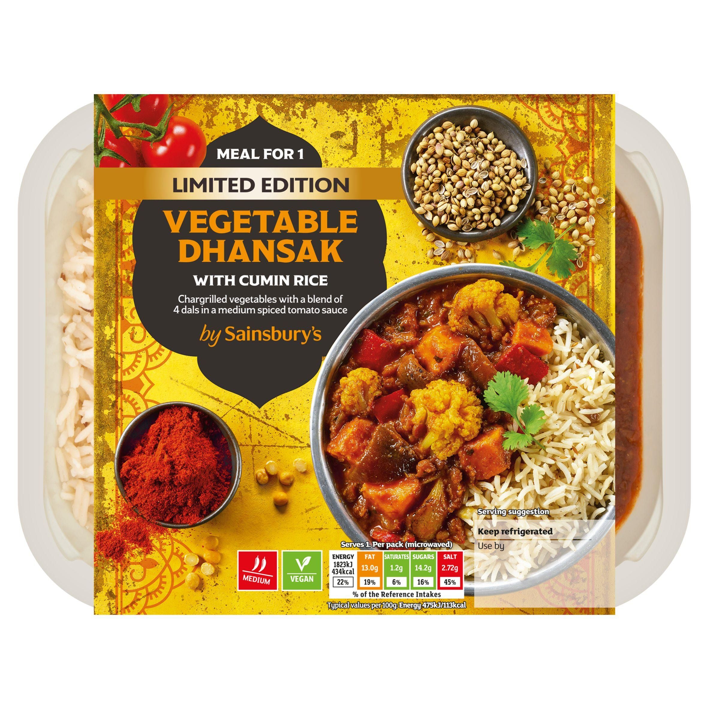 Sainsbury's Vegetable Dhansak with Cumin Rice, Limited Edition 400g GOODS Sainsburys   