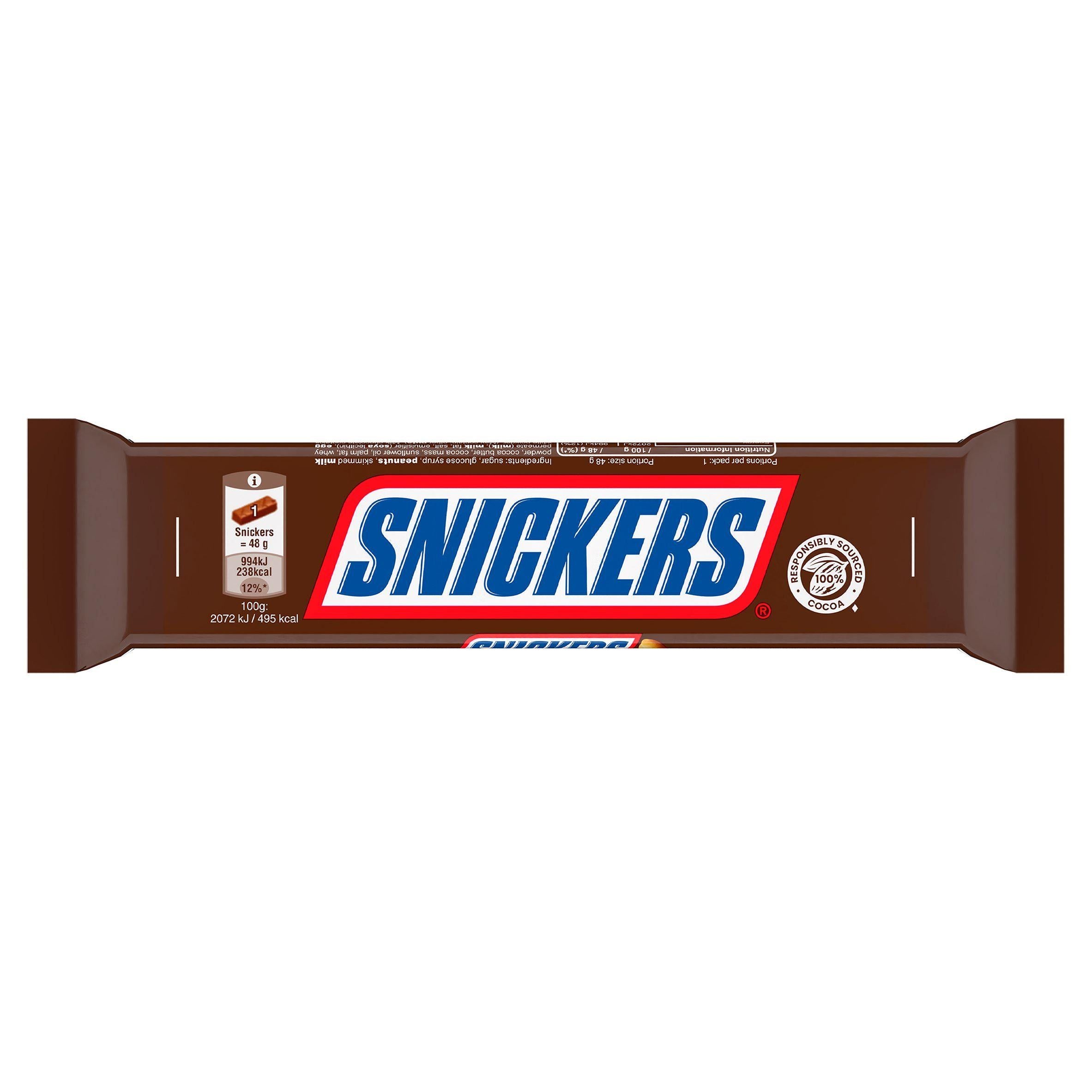 Snickers Caramel Nougat Peanuts & Milk Chocolate Snack Bar 48g Single bar chocolate Sainsburys   