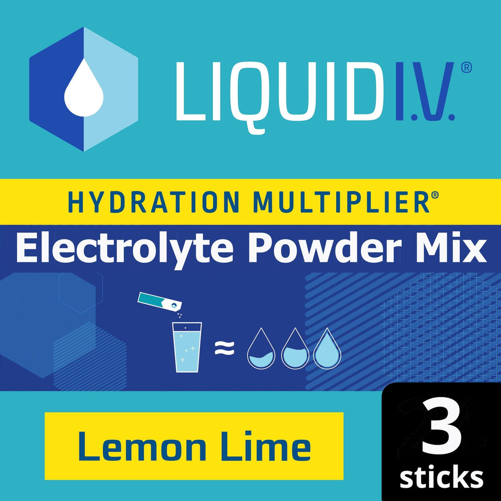 Liquid IV Hydration Multiplier Electrolyte Powder Mix Food Supplement Lemon Lime Sachets x3 16g