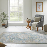 Elegant Heirloom Blue & Ivory Patterned Rug in 2 Sizes - McGrocer