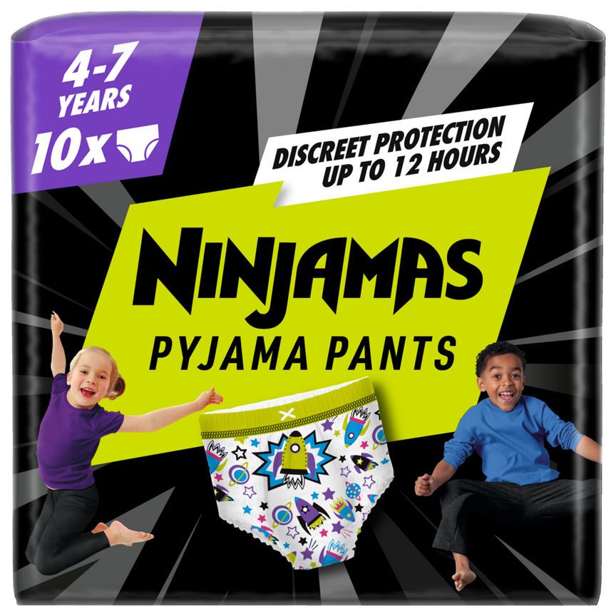 Pampers Ninjamas Pyjama Pants Boys, 10 Pyjama Pants, 4-7 Years, 17-30kg GOODS ASDA   