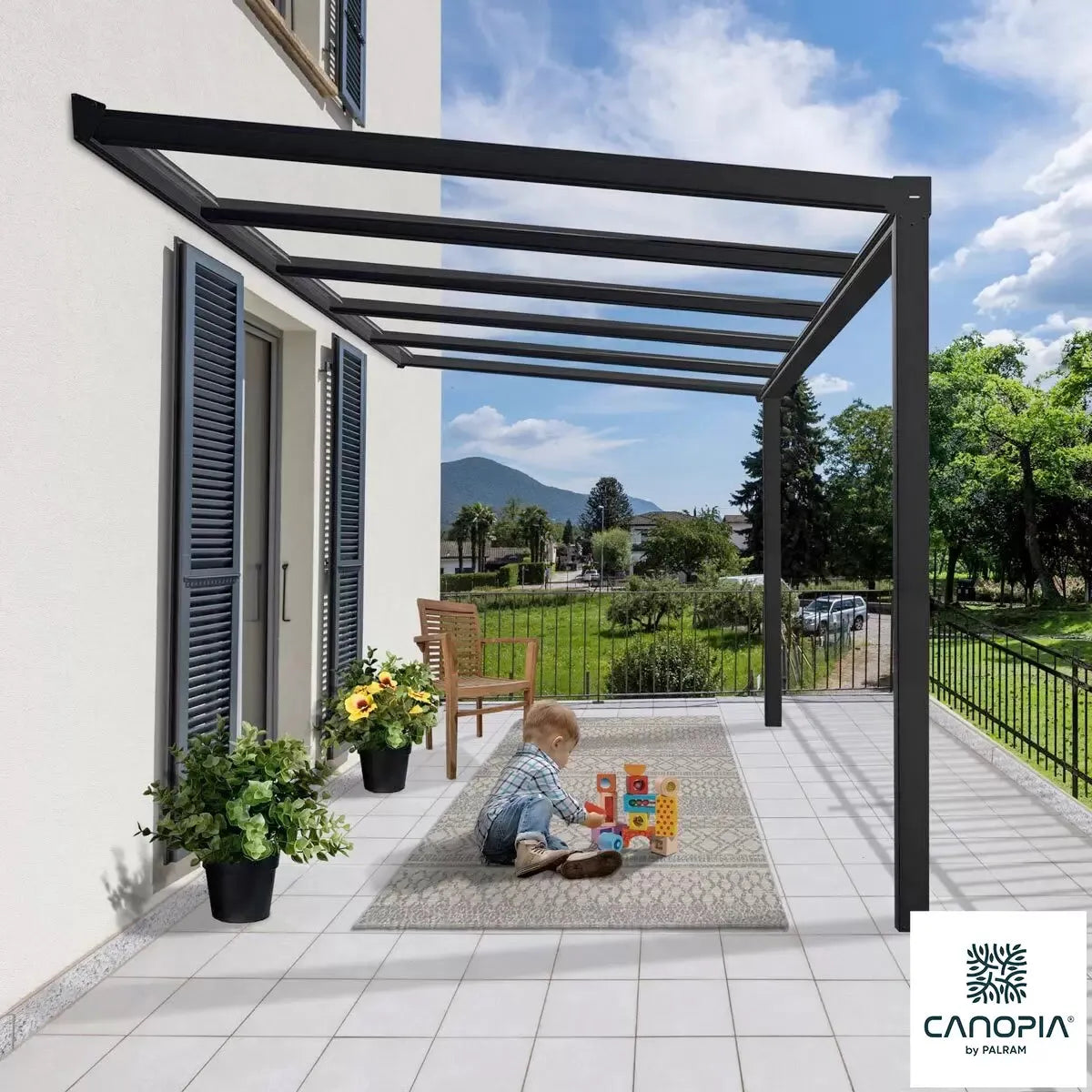 Palram Canopia Stockholm 11ft 2" x 12ft 2" (3.4 x 3.7m) Aluminium Patio Cover GOODS Costco UK