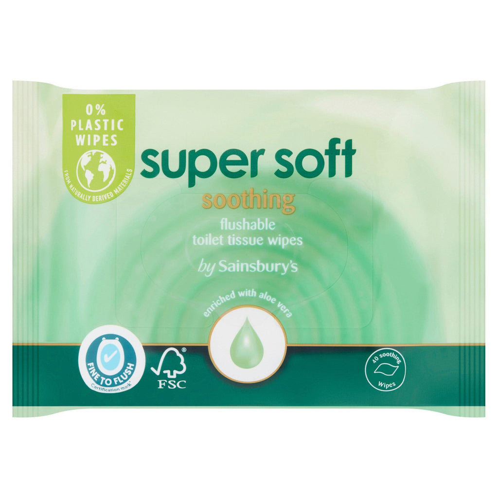 Sainsbury’s Super Soft Flushable Moist Toilet Tissue, Soothing 40 wipes