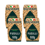 Delverde Wholewheat Organic Fusilli 4 x 500g