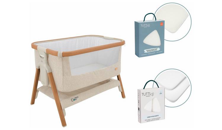 Tutti Bambini Cozee Bundle Walnut Bedside Crib-White GOODS Argos