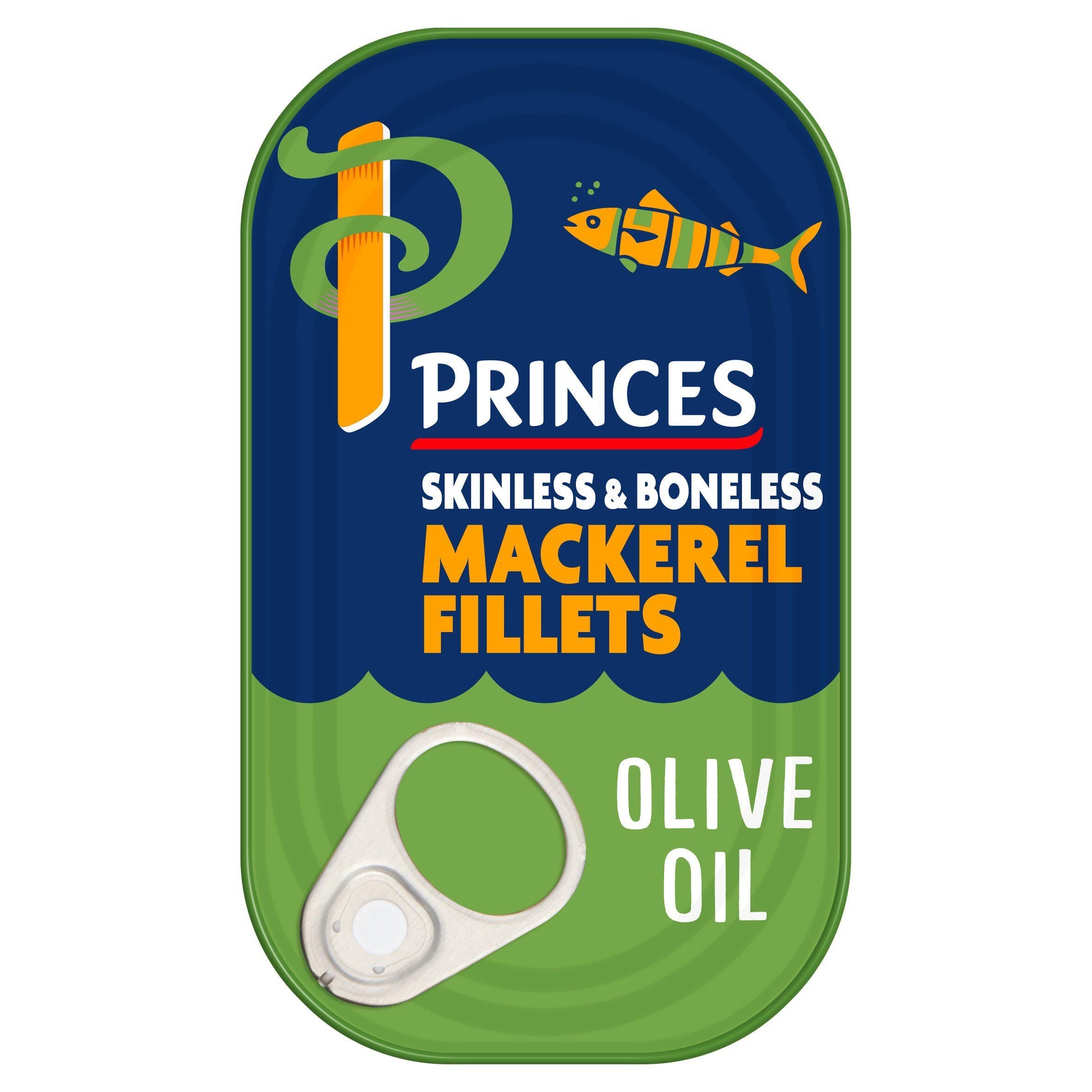 Princes Mackerel Fillets in Olive Oil 125g (90g*) Fish Sainsburys   