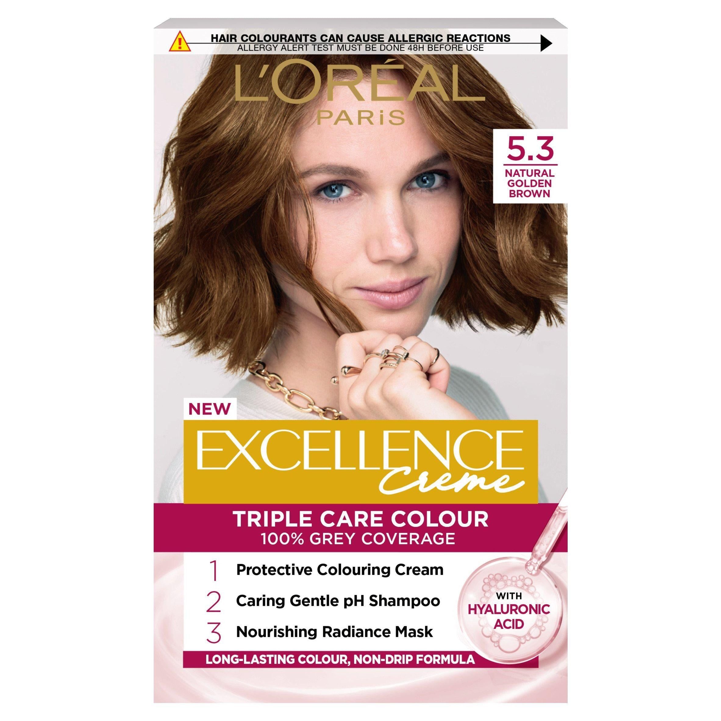 L'Oreal Paris Excellence Permanent Hair Dye Natural Golden Brown 5.3 Beauty at home Sainsburys   