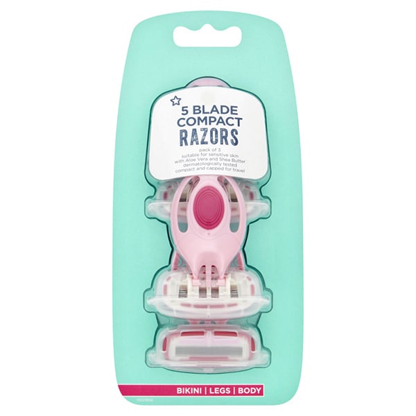 Superdrug Female 5 blade compact disposable razor x 3