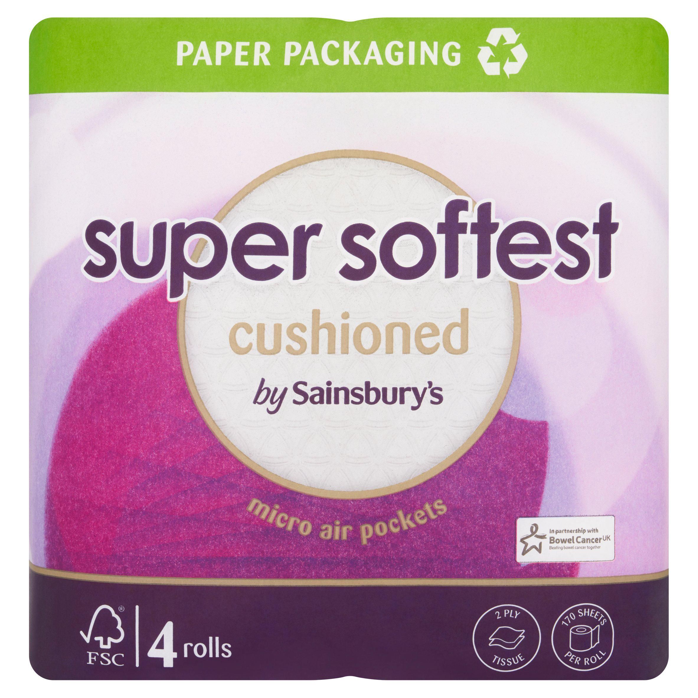 Sainsbury's Super Soft Toilet Tissue, Cushioned x4 Rolls essentials Sainsburys   