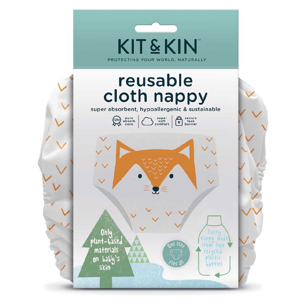 Kit & Kin Reusable Cloth Nappy (Fox Design) Baby Accessories & Cleaning Boots   