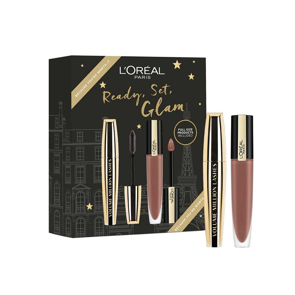 L'Oréal Paris Ready Set Glam Mascara and Lipstick Duo Gift Set